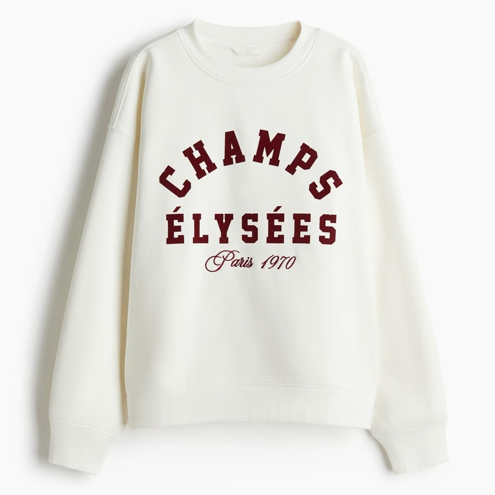 Champs Élysées Paris Oversized Sweatshirt French Graphic Pullover Top (L, XL) - Picture 2 of 3